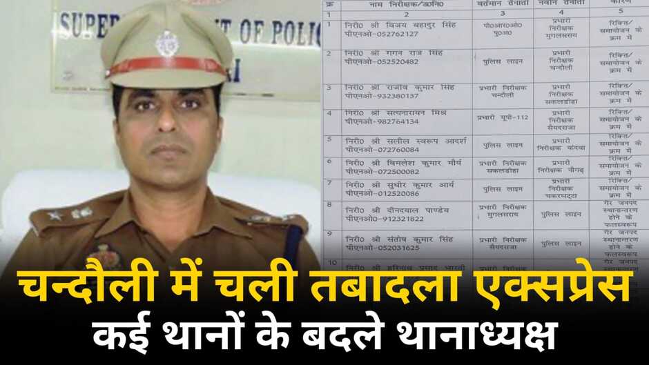 Chandauli News: चन्दौली में चली तबादला एक्सप्रेस, कई थानों के बदले थानाध्यक्ष