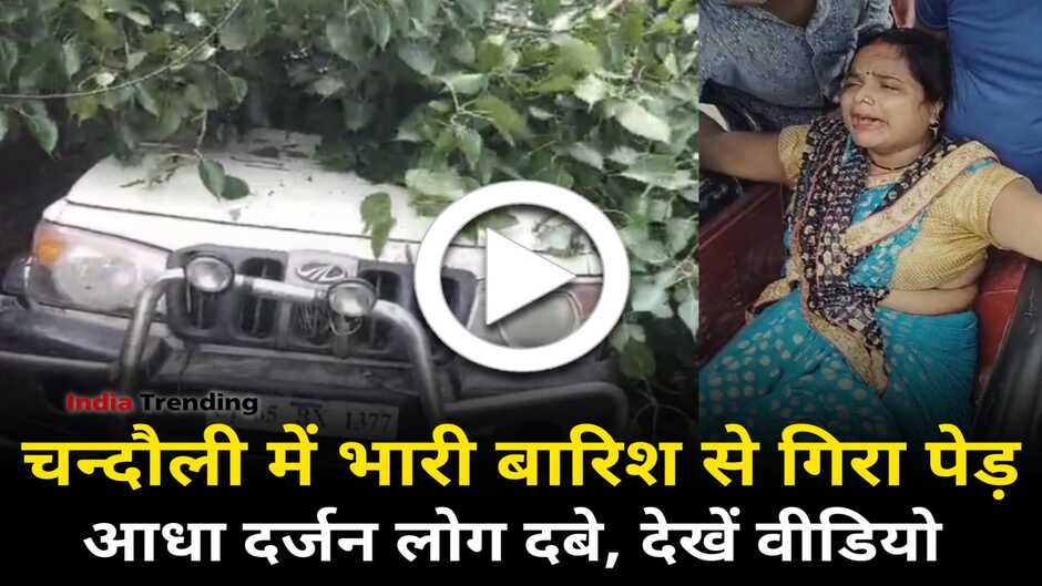Chandauli news in hindi: डीडीयू नगर में भारी बारिश के चलते पेड़ गिरने से आधा दर्जन लोग दबे, क्षेत्र में मची अफरा-तफरी
